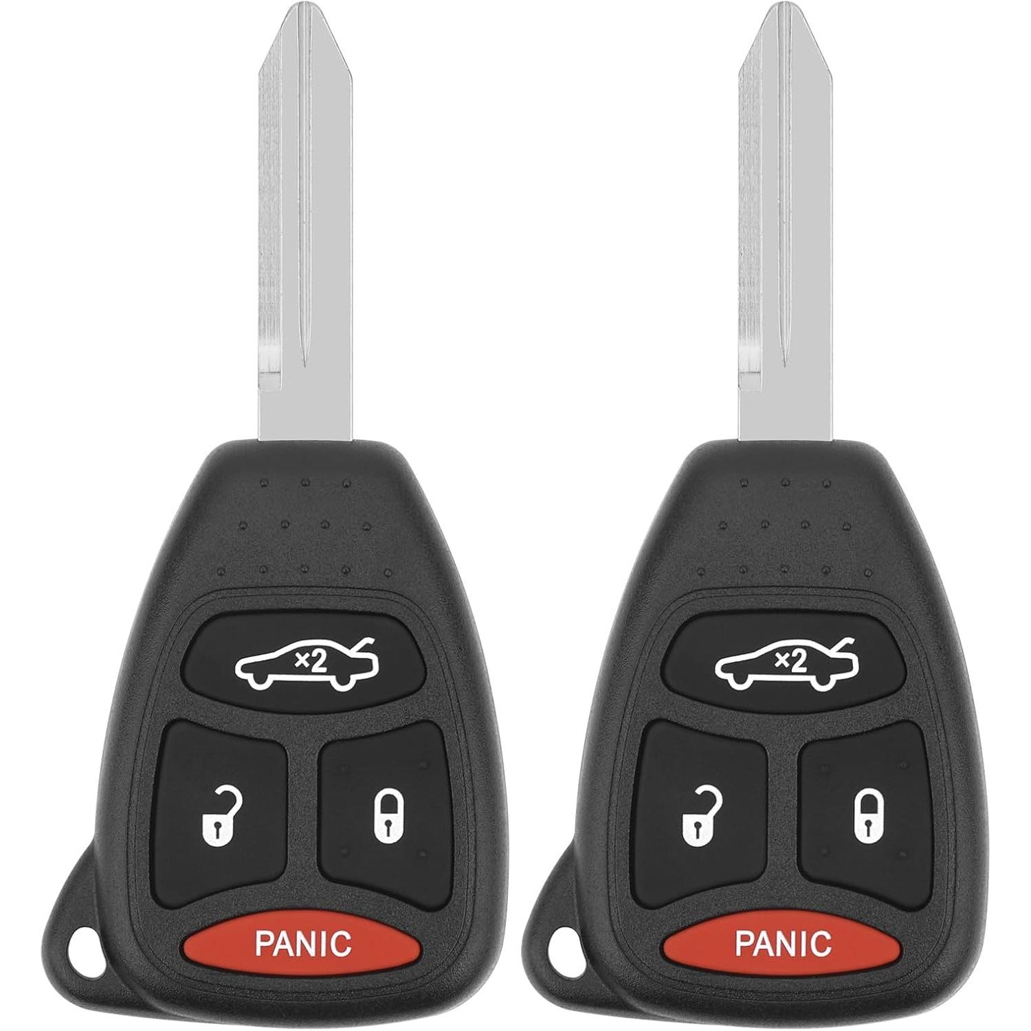 Key Fob for 05-07 Chrysler 300 / 07-09 Aspen& Durango/ 06-07 Dodge Charger Commander/ 05-07 Magnum Car Keyless Entry Remote Control, KOBDT04A, 2Pcs 2PCS