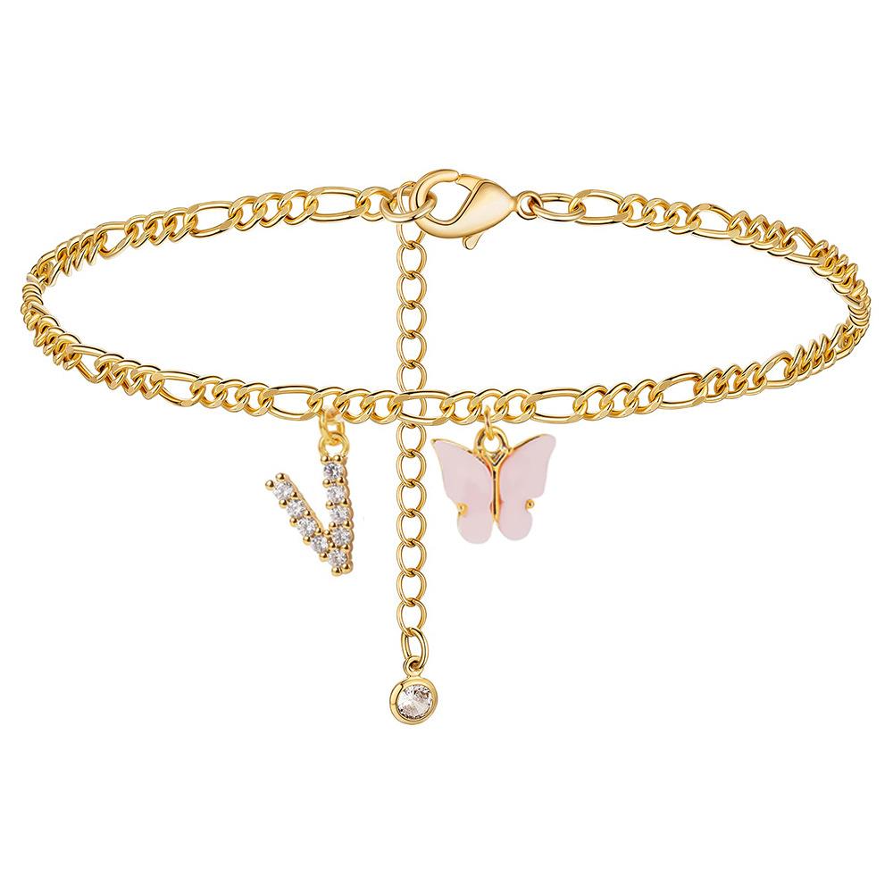 Stainless Steel Initial A-Z Letter Anklets For Women Girl Butterfly Trend Leg Chain Waterproof Jewelry Gift Party