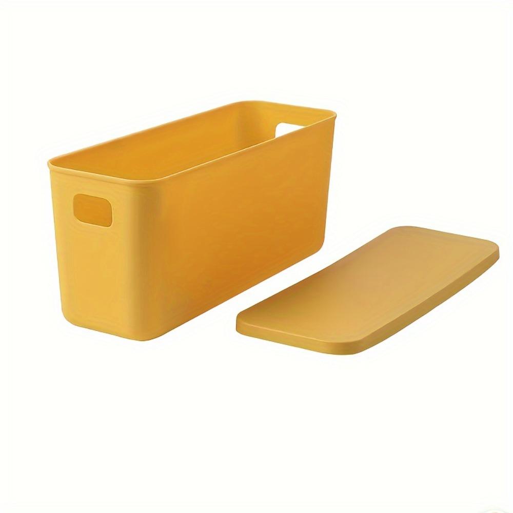 

With Lid Storage Basket Plastic Material Sandwich Storage Desktop Box Underwear Storage Narrow Long Plastic Box Bathroom Storage жёлтый