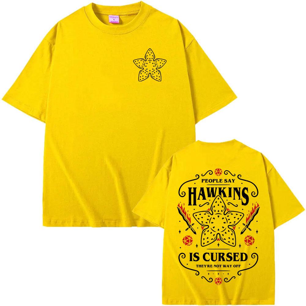 People Say Hawkins Is Cursed Theyre Not Way Off Eddie Munson Demogorgon Tshirt Cannibal Flower Monster Graphic T Shirts Cotton