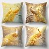 1/4pcs Golden Peacock Winter Snowfall Throw Pillow Covers Luxury Decorative Cushion Cases for Home Sofa Bedroom Cushion Cover