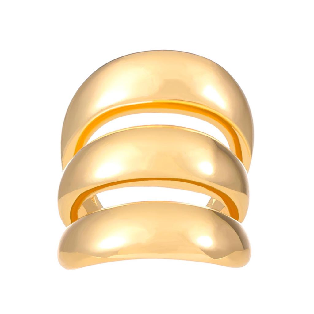 Minimalist Glossy Triple-Layer U Ear Cuff: Luxurious, Non-Piercing European & American Style Jewelry for Women