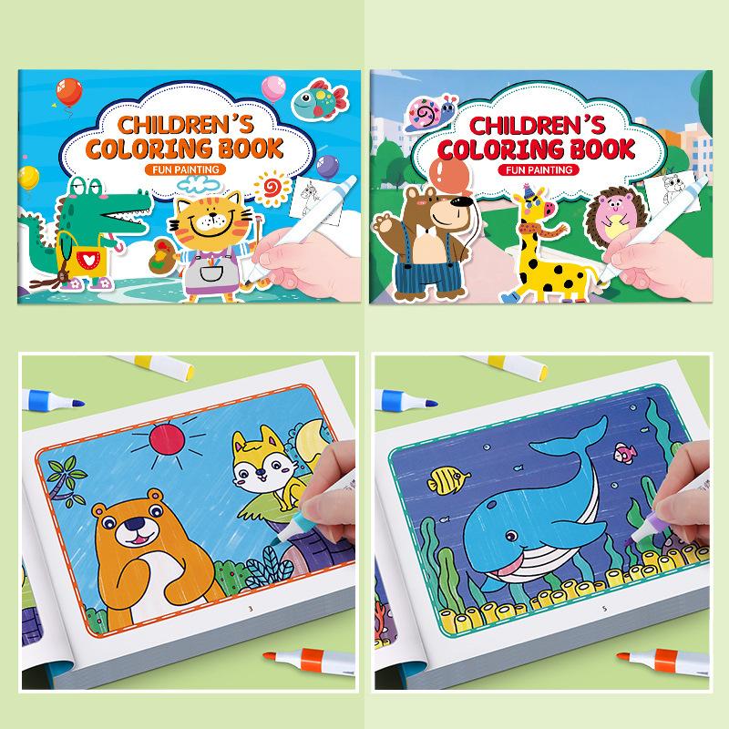 Children's Coloring Book, Graffiti Coloring , Cartoon Animal Drawing Fun Coloring , Suitable for Children Aged 3-8