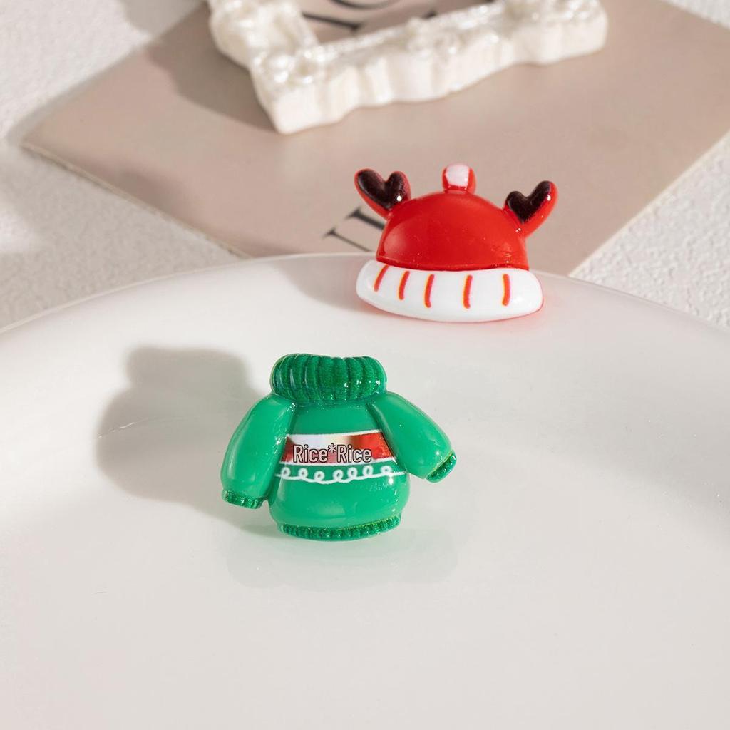 Santa & Reindeer Christmas Earrings: Silver Needle Polymer Clay Design