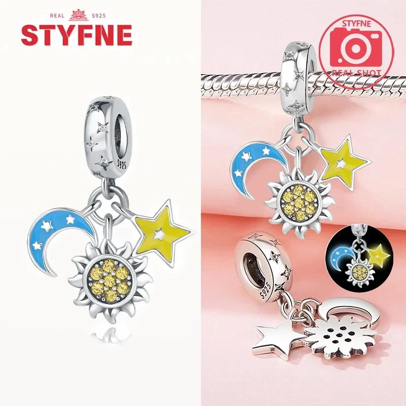 Copper Metal Star Moon Sun Series Charm Bead Components Luminous Bead Component Designed For Authentic Original Bracelet High Quality Fine Jewelry