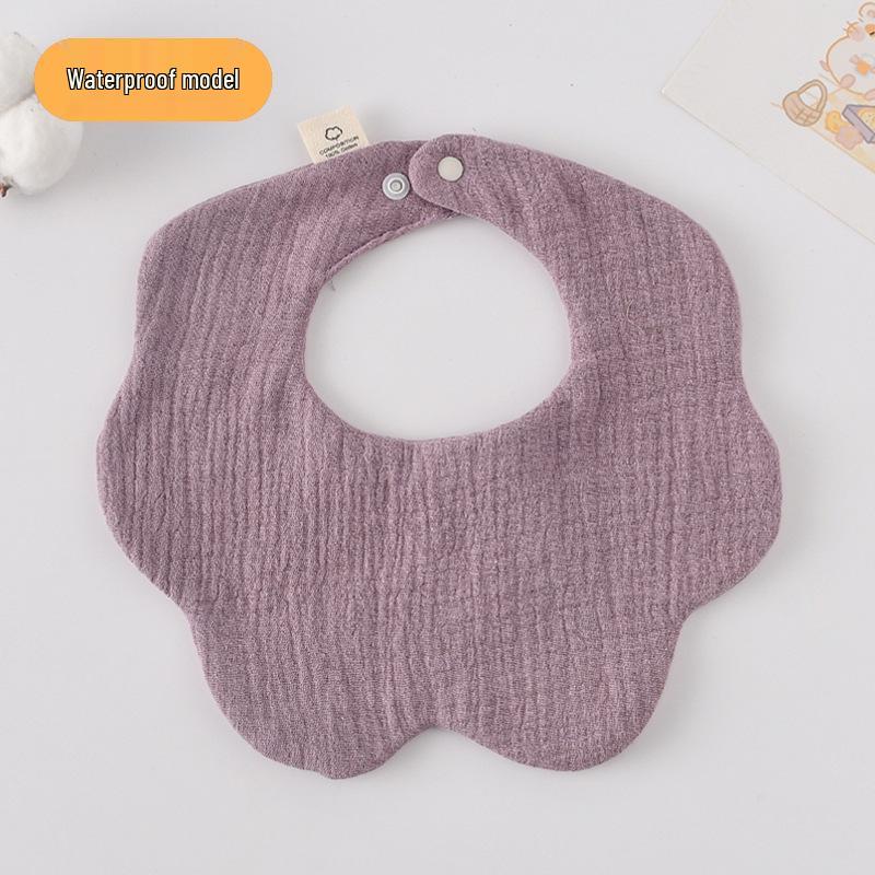 Korean-Style Solid Color Gauze Baby Petal Bib, Soft 7-Layer Waterproof, All Cotton, Class A