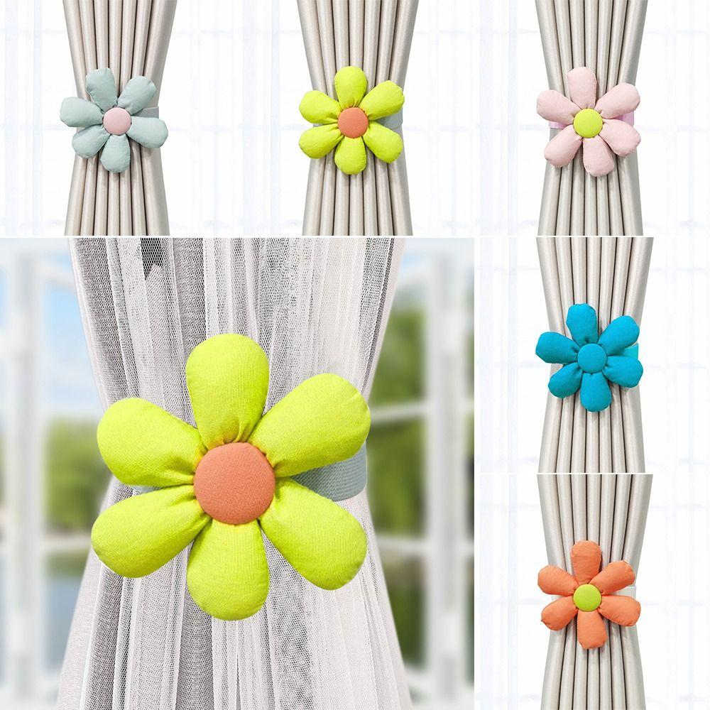 Fashion Elastic Band Curtain Tieback Flower Shape Cartoon Window Curtain Buckles Curtain Rope Holders Kids Room