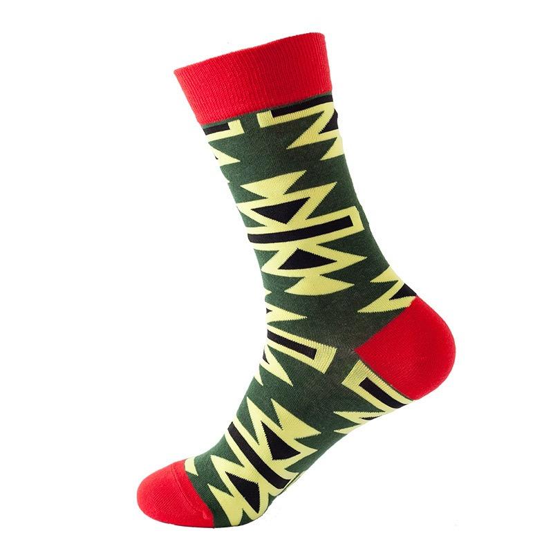 Hundreds Fashion Business Men 100% Cotton Happy Lattice Socks Unisex Boys Combed Hip Hop Street Skateboard Funny High Sox Set