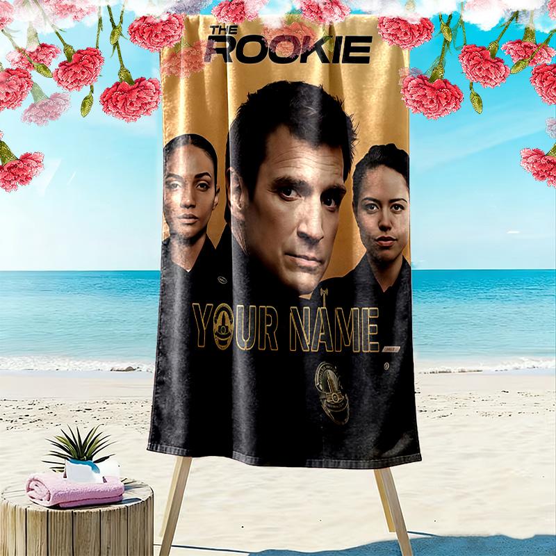The Rookie Custom Name Print Beach Towel Large Soft Quick Dry Towel For Beach Camping Swimming