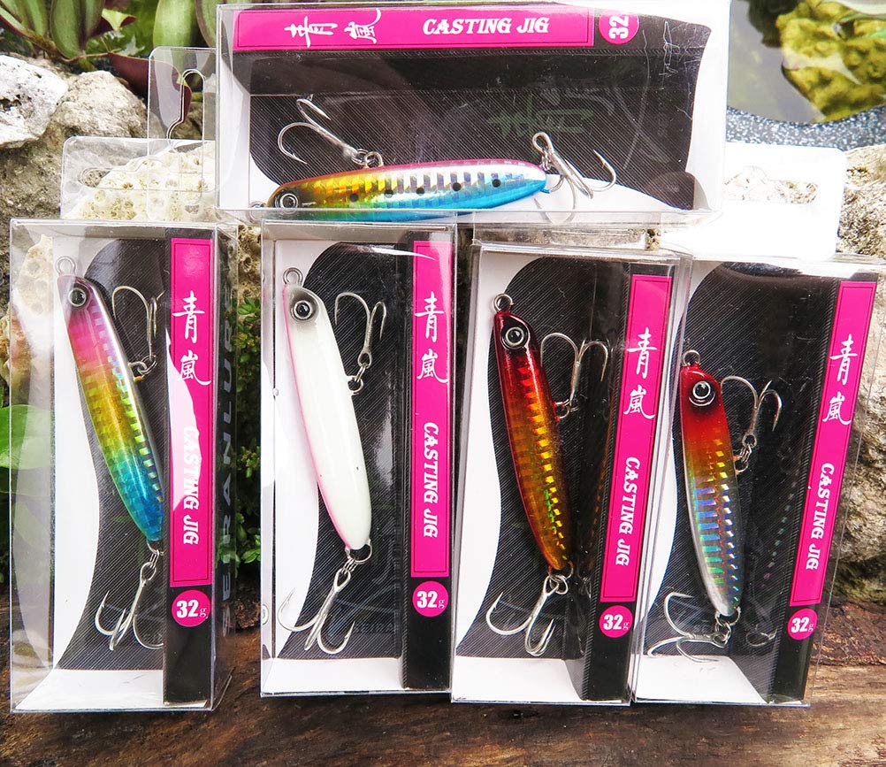 Seiran Lure Metal Jig Set for Flounder and Sea Long Casting with Perfect for and Rockfish Bass, 21g/32g, Rear-Grounded, Distance, ST-46 Hooks,