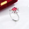 Premium Sense Fender Princess Square Zircon High-end Flower Shape Zouju Full Diamond Opening Adjustable Ring Delicate