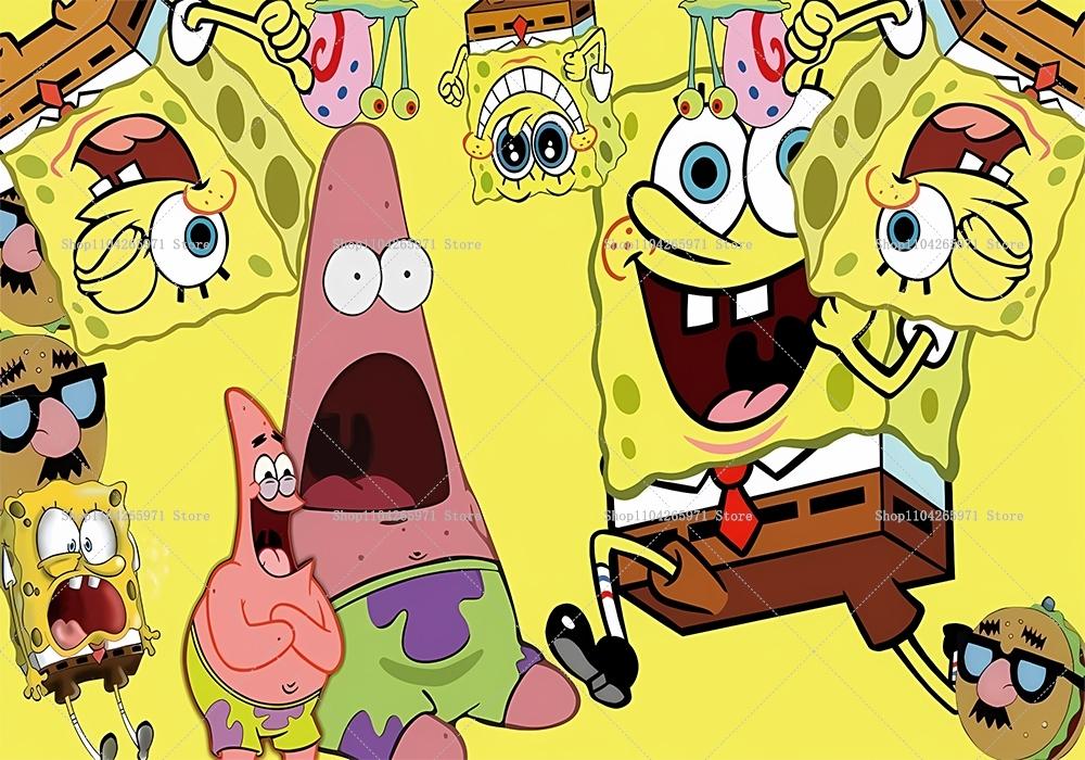 SpongeBob Party Background, Banner with Underwater Adventure Theme, Children's Party Decoration, Photography Background
