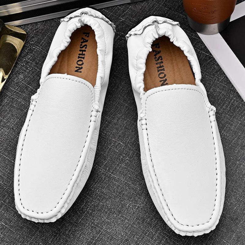 Summer New Hot-selling Amazon Large-size High-end Soft-soled Doudou Leather Shoes, Lazy Foot-covering Driving Men's Shoes