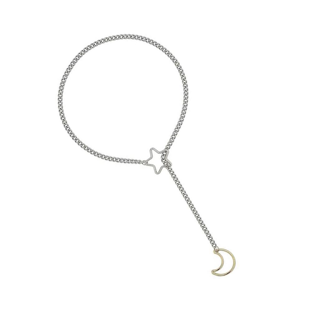Elegant Star Moon O Rings Choker Necklace for Women Adjustable Cuban Lariat Y Necklace Jewelry Statement Pieces