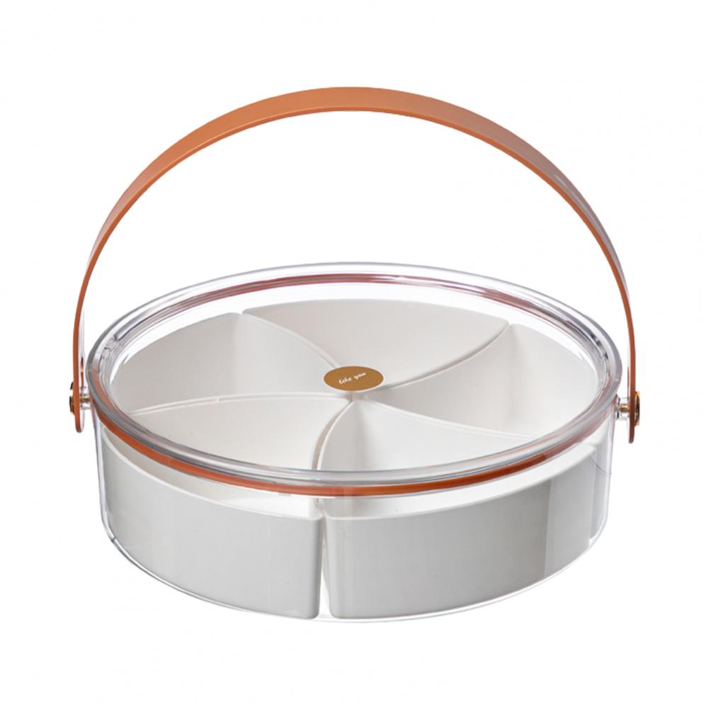 Fruit Plate Compartment with Transparent Lid Grip Handle Large Capacity Easy To Clean Snack Storage Container