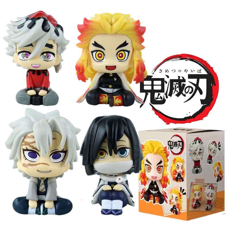 4pcs/set Anime Demon Slayer Action Figure Douma/Shinazugawa Sanemi/Rengoku Kyoujurou/Iguro Obanai Desktop Model Figure Toys Gift