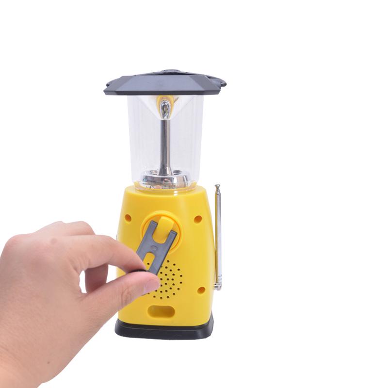 Solar-Powered LED Camping Lantern with Hand-Crank Generator Radio