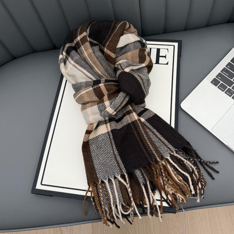 New Korean Atmosphere Premium Plaid Scarf Female Autumn and Winter Student Couple Warm Scarf Male