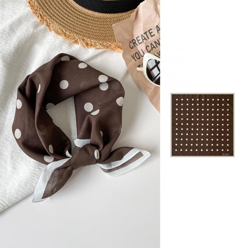Simple And Retro Polka Dot Silk Scarf 55 Cotton Small Square Scarf Headscarf Breathable Versatile Scarf Scarf Headscarf