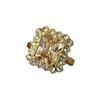 Stylish Gold-Plated Champagne Diamond Women's Ring - European & American Statement Jewelry