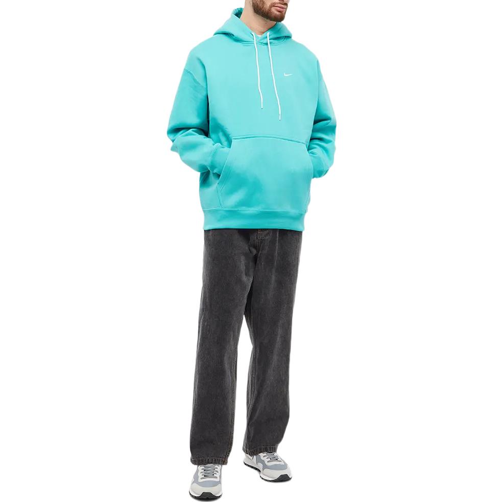 Nike Solo Swoosh Fleece Hoodie Washed Teal/Wit Men Streetwear CV0552-393