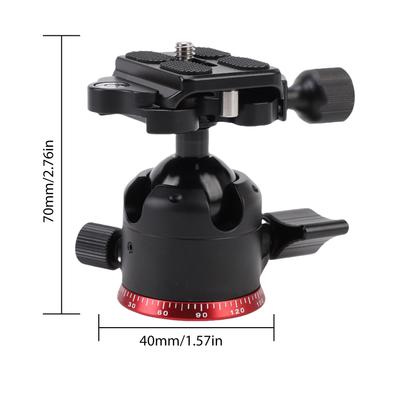 Rótula de trípode de perfil bajo de 28 mm con placa de liberación rápida de 1/4 para cámara DSLR Monopié Videocámara