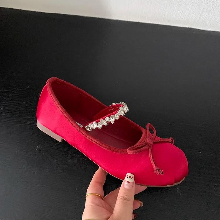 Evening Wind Shoes French Rhinestones with Mary Jane Single Shoes Flat Ballet Shoes Early Spring New Soft-soled Women's Shoes