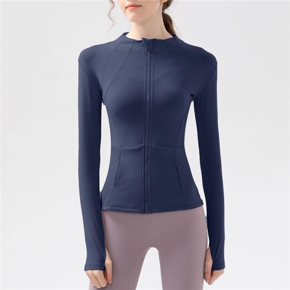 New Style, Fleece-lined Sports Fitness Yoga Jacket With A Stand Collar, Zipper, Quick-dry, Breathable, Running, Long-sleeved, Slim-fitting Outerwear