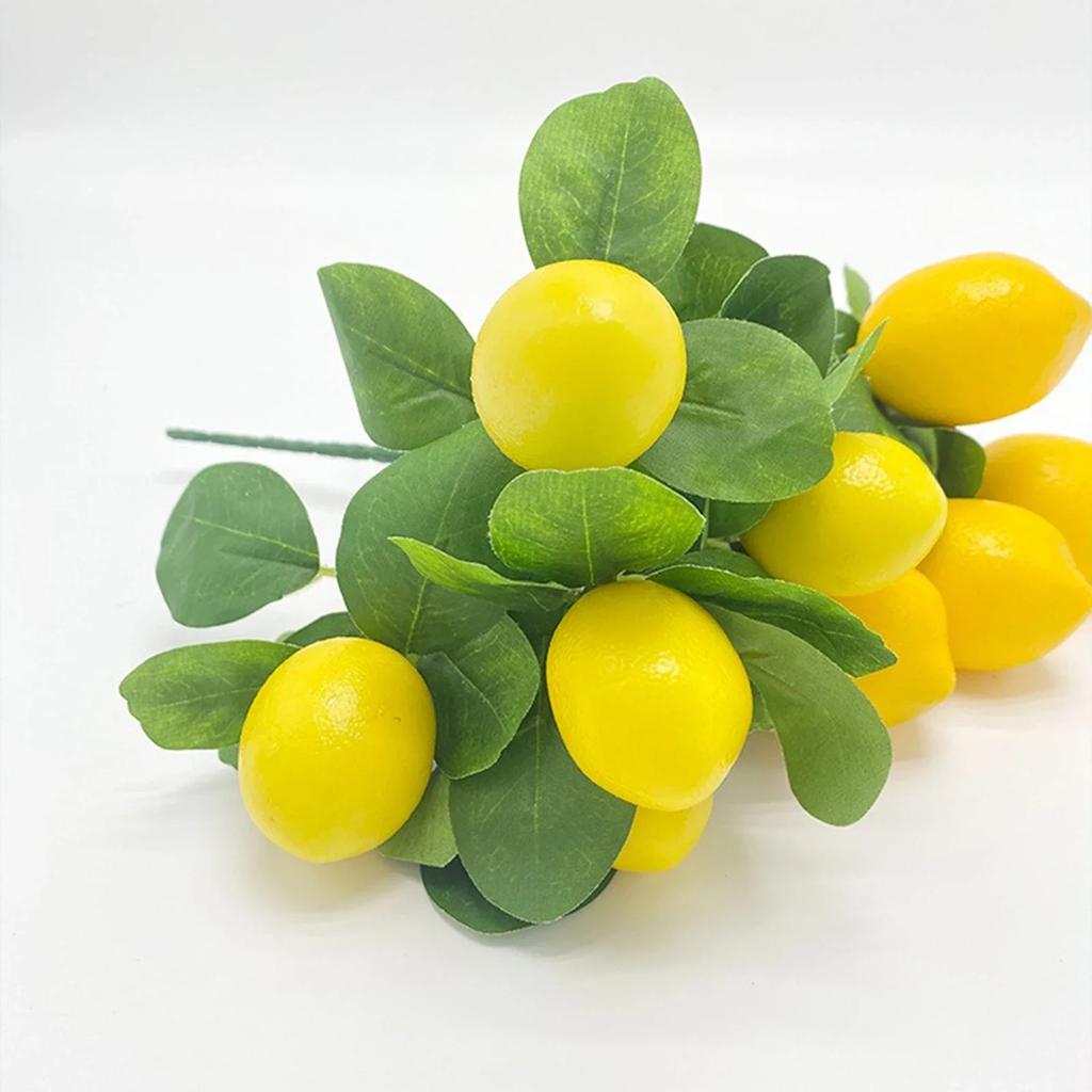 2pcs Simulated Lemon Fruit Branch Bouquet With Green Leaves Artificial Flowers Home Photography Props Flores Artificales Plant