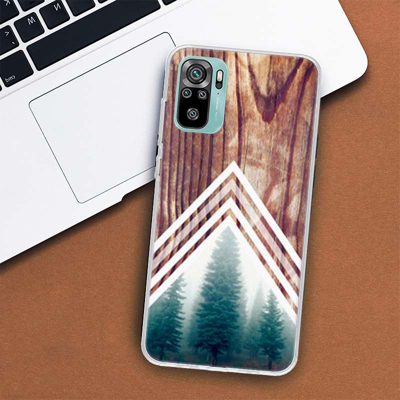 Forest Geometry Wood Nature Phone Case For Xiaomi Redmi Note 10 Pro Max 10S 9 9S 9T 8 8T 11T 11S 11 5G 11E 7 6 5 4X Coque Cover