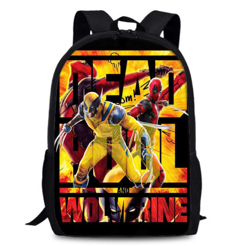Deadpool Wolverine Backpack 15 Inch Anime Cartoon Lightweight Schoolbag