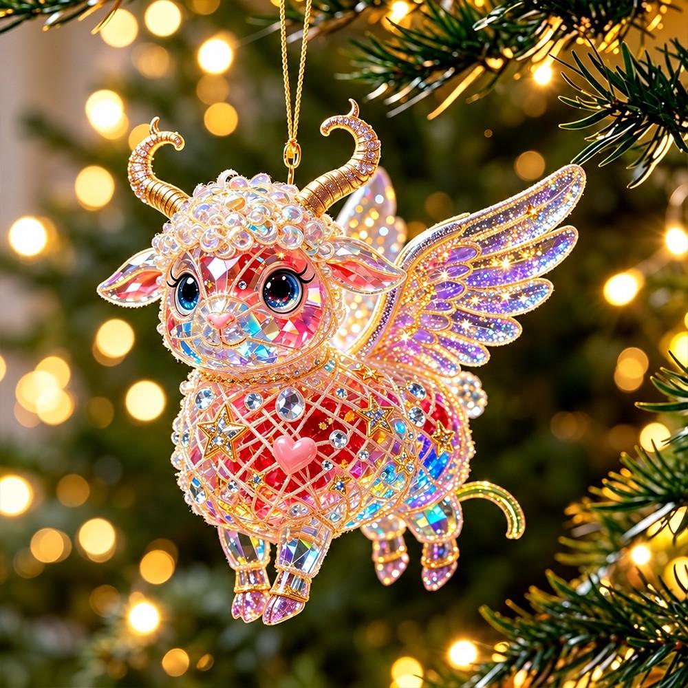 2D Flat Goat Hanging Ornament Set Acrylic Christmas Tree Ornament  Shop Window Display