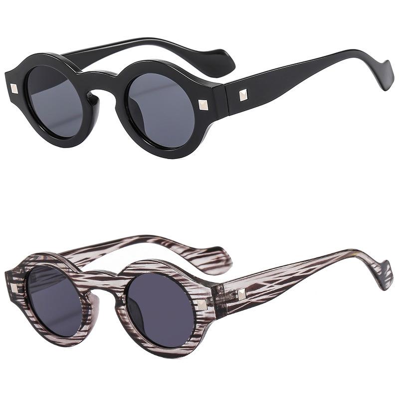 Vintage Rivet Small Round Sunglasses Women Men Metal Hinge Glasses Frame Grey Transparent Shades Outdoor Eyewear Lentes