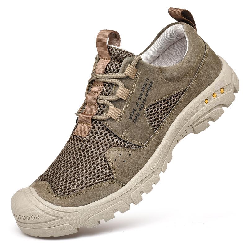 Мужская повседневная обувь с дышащей сеткой, удобные уличные мокасины, мужская обувь на плоской подошве 38 хаки