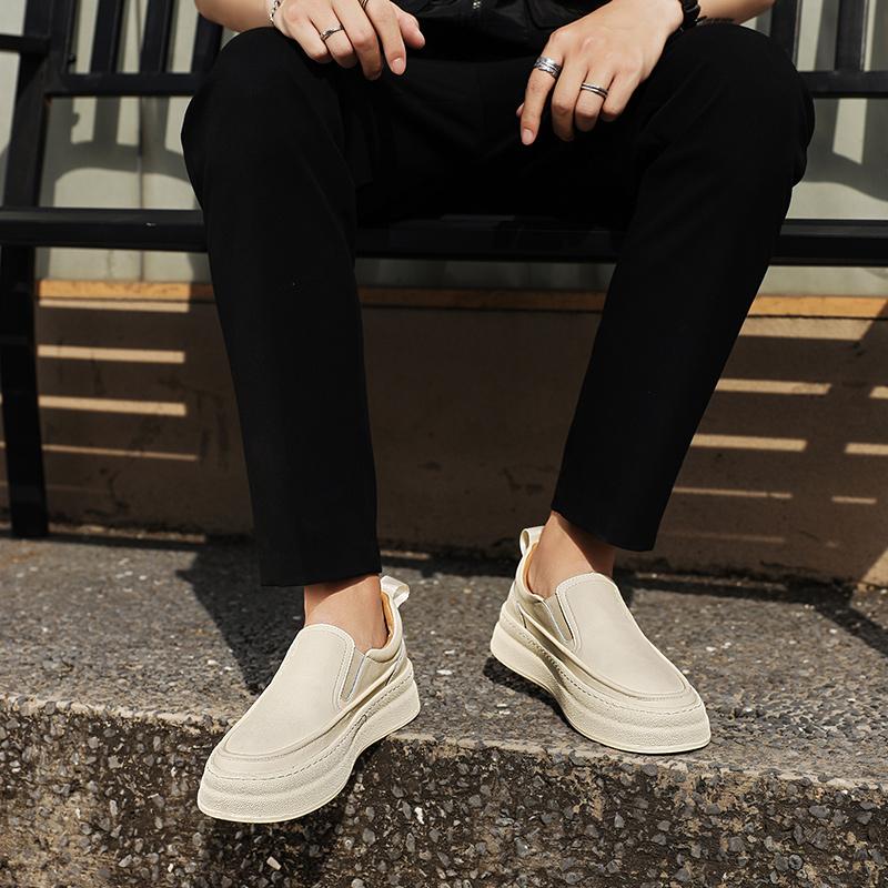 Men Shoes Black White Casual Men's Loafers Man Moccasins Shoes Genuine Leather Male Flats Fashion Luxury Business Shoes