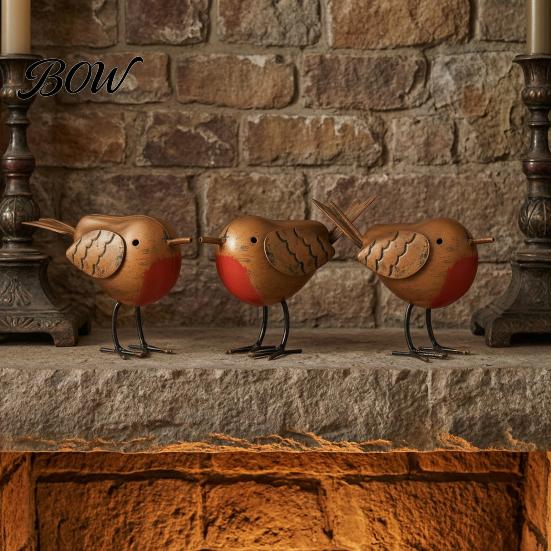 Artistic Iron Crafts for Interior Design Rustic Metal Birds Decoration, Outdoor Bird Garden Statue Decorative Ornaments, Vintage Style Animal