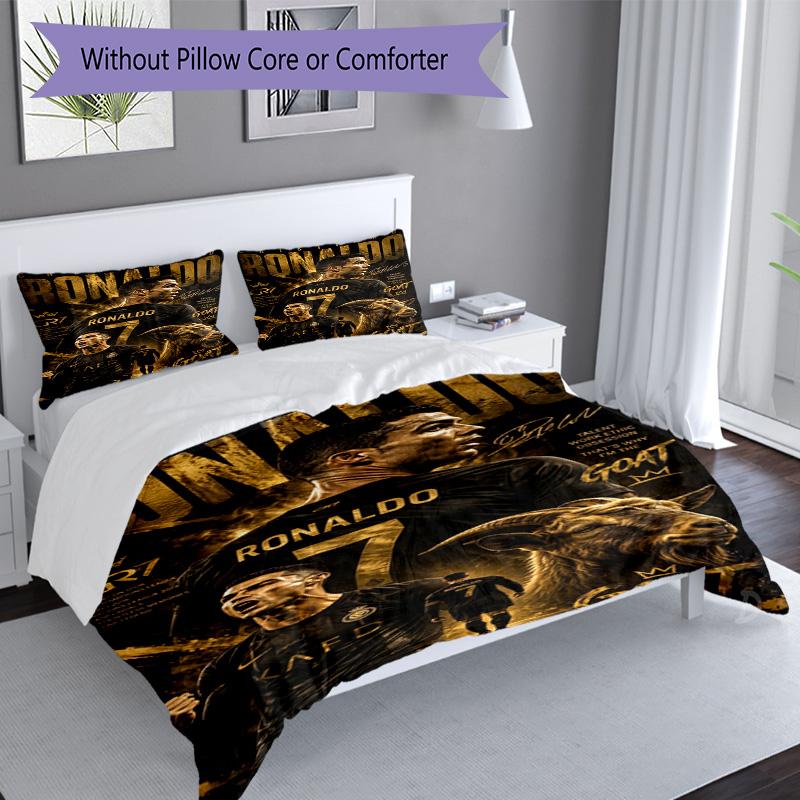 Ronaldo's Golden Legend: Ronaldo's Legacy Bedding Set, Breathable Duvet Cover with Pillowcases, Soft Bed Linen for Bedroom Home Decoration, Perfect Fe