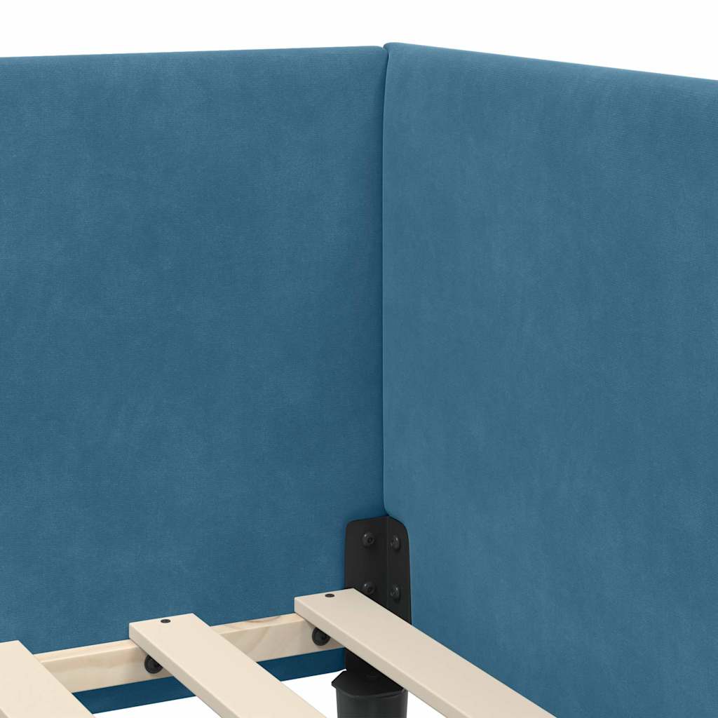 Corner Bed Frame with Mattress Other 2 Pcs Blue Velvet