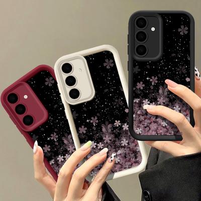 Lyxigt Glitter Silikontelefonfodral för Samsung S24 FE S23 S22 Ultra S21 S20 Fe A54 A52 A34 A15 A14 Gradient Sakura Stötsäkert mjukt skal