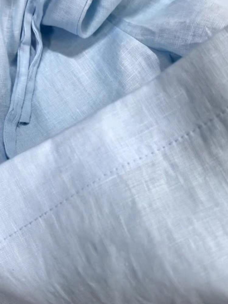 Highly Recommended: Women's Light Blue Tencel Linen Wide-Leg Summer Pants - Minimalist, Breathable, and Cool.