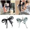 Sweet Faux Pearls Bowknot Keyring Handmade Ribbon Bowtie Pendant Keyring Fashion Key Chain Accessory for Handbags