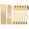 24Pcs Pink Gold Cutlery Set Knife Forks Coffee Spoon Tableware Set Mirror Flatware Stainless Steel Dinnerware Western Silverware