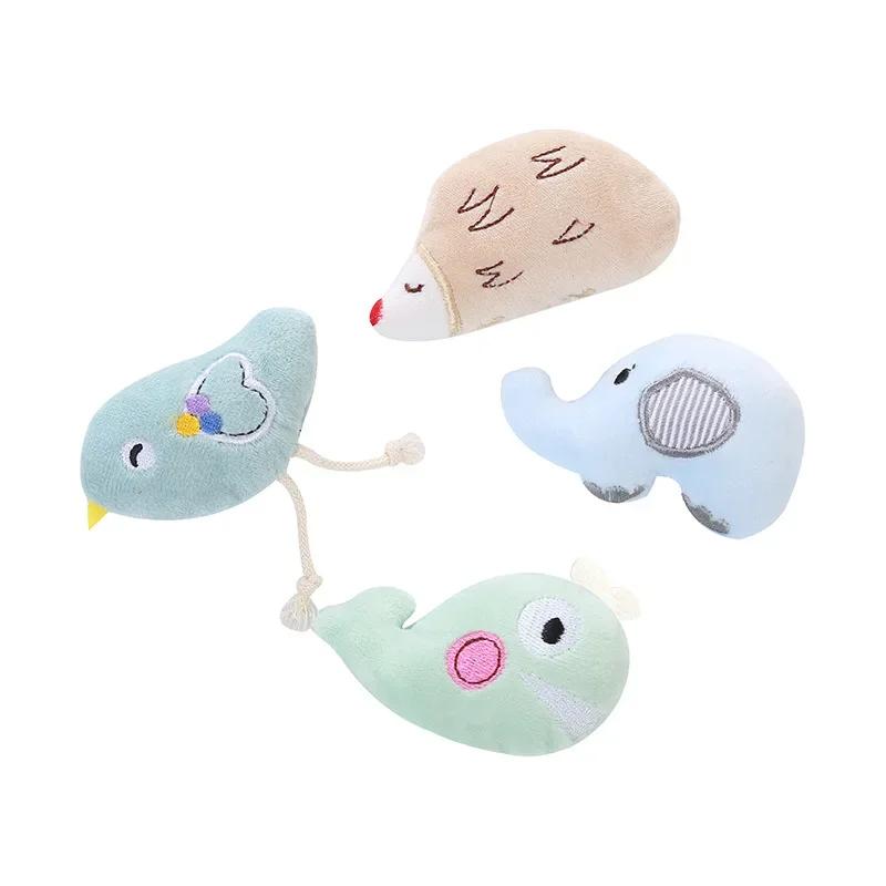 4Pack Cute Elephant Hedgehog Bird Shaped Plush Toy Hi Play Contains Catnip Cat Toys Interactive Pet Supplies
