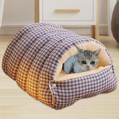 Pelíšek jeskyně pro kočky Domeček Pohodlné Dárky Víceúčelové PP Bavlny, Měkký Odnímatelný Polštář Teplý Pohodlný
