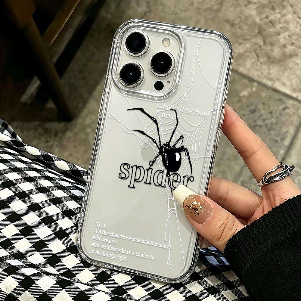 Black Doodle Spider Phone Case For Iphone 17 Air 16 15 14 Pro 13 12 11 Pro Max 16 Plus Shockproof Silicone Cover