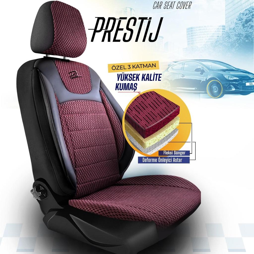 Special Woven Fabric Car Seat Cover Claret Red Black