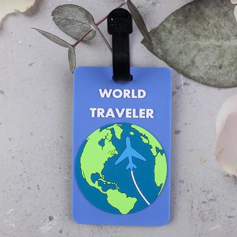 Soft PVC Cute Luggage Tag Letter Printed Travel Tag Men Women Suitcase Name Tag Bag Tags Airplane Labels Travel Accessories