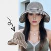 Cappello da Sole da Donna Stampa a Righe Ampia Visiera Protezione UV Leggero Traspirante Estivo Cappello a Secchiello da Spiaggia Accessorio Versatile