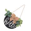 Door Decor Hello Sign Rustic Wooden Outdoor Pendant for Daily Holiday Home Decoration