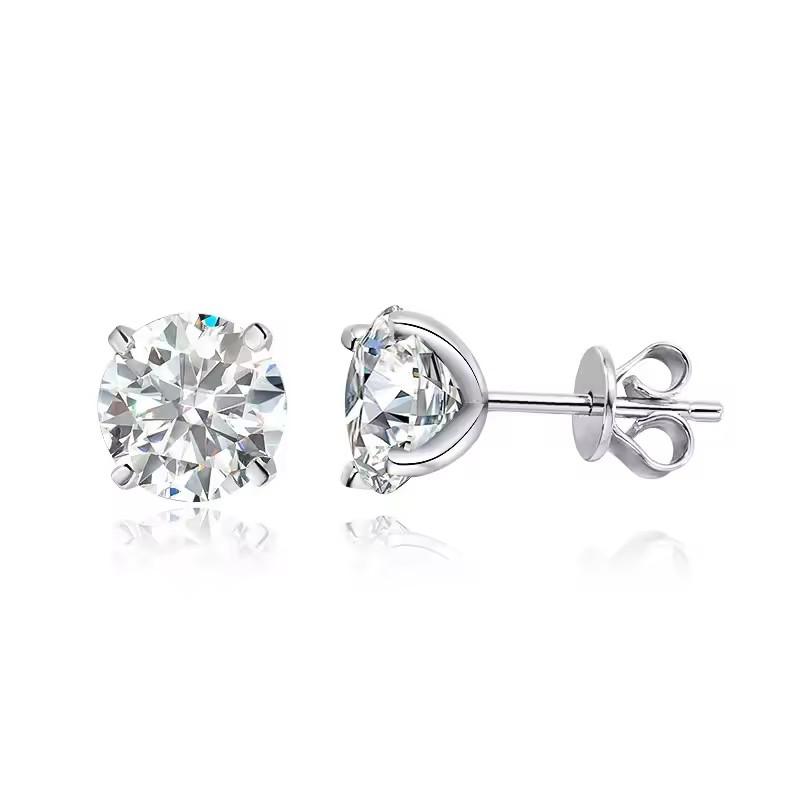 Wholesale Sparkling Elegant Earrings 14K Gold Filled Moissanite Classic Solitaire Halo Stud Earrings for Women Birthday Gift 4mm Moissanite